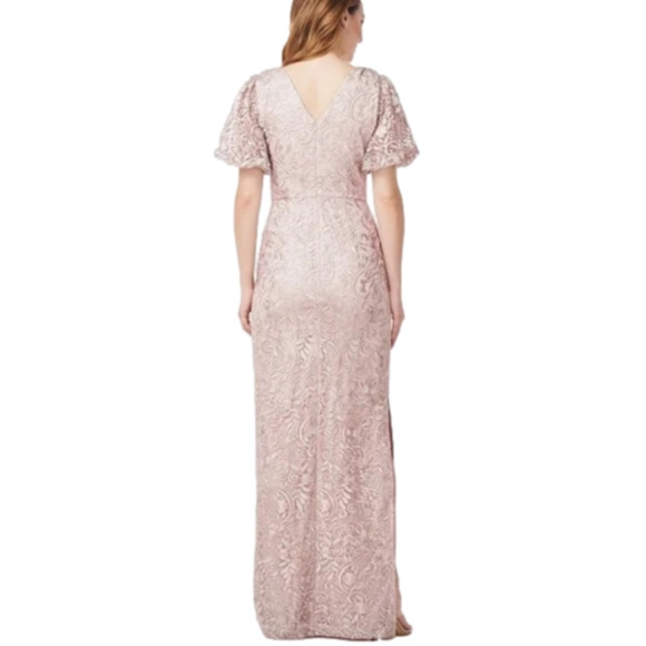 JS COLLECTIONS RIVER PUFF SLEEVE lace COLUMN GOWN dress Size 8 Blush new!!! - Picture 3 of 16